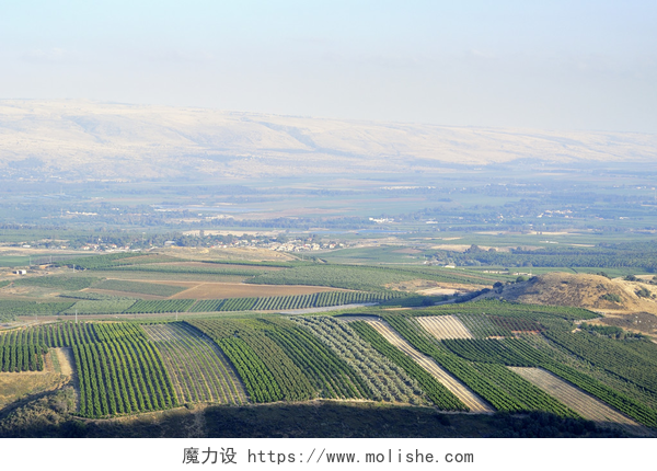 以色列城市风景的鸟瞰图以色列上加利利景观